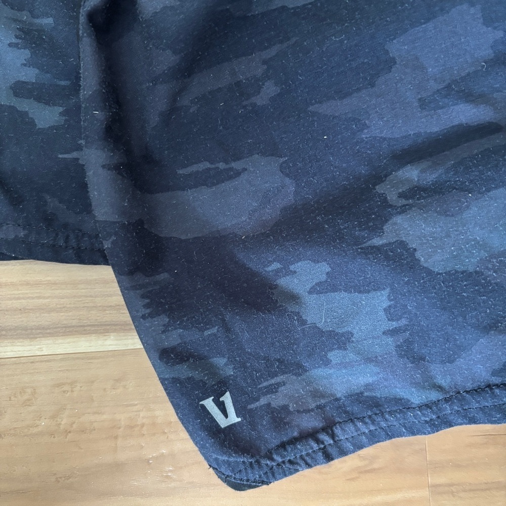Vuori Women's Black Camo Active Shorts with Drawstring - Picture 2 of 3
